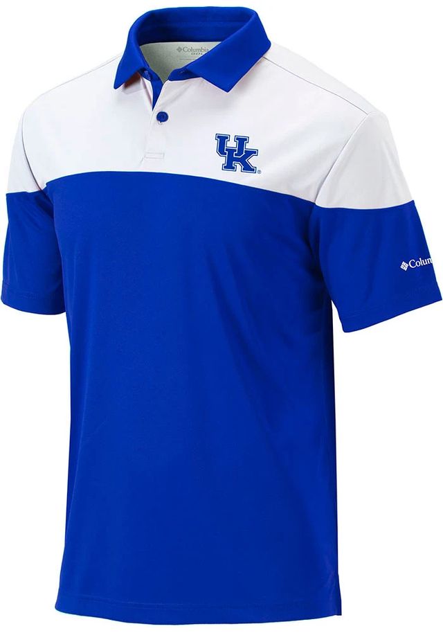 Columbia Kentucky Wildcats Mens Blue Best Ball Omni Wick Short Sleeve Polo