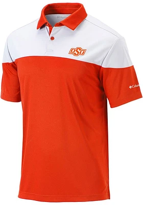 Columbia Oklahoma State Cowboys Mens Orange Best Ball Omni Wick Short Sleeve Polo