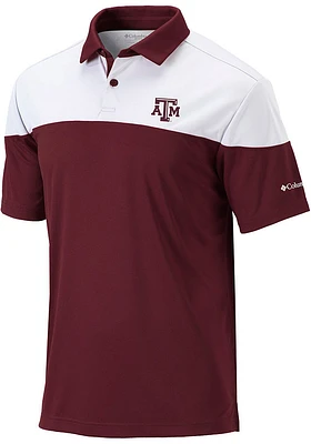 Columbia Texas A&M Aggies Mens Maroon Best Ball Omni Wick Short Sleeve Polo