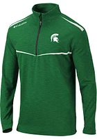 Columbia Michigan State Spartans Mens Green Scorecard Long Sleeve Qtr Zip Pullover