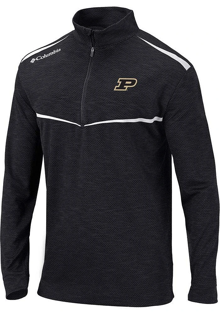 Columbia Purdue Boilermakers Mens Black Scorecard Long Sleeve Qtr Zip Pullover
