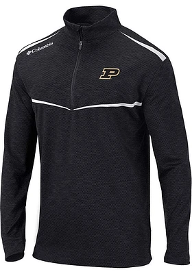 Columbia Purdue Boilermakers Mens Black Scorecard Long Sleeve Qtr Zip Pullover