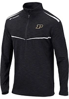 Columbia Purdue Boilermakers Mens Black Scorecard Long Sleeve Qtr Zip Pullover