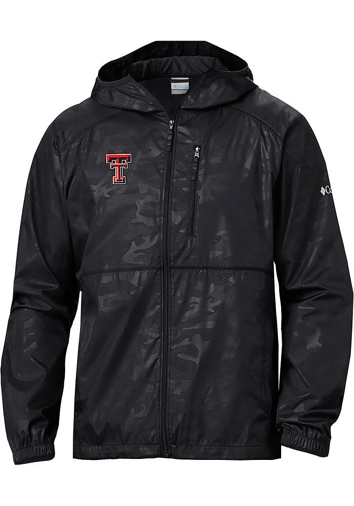 Columbia Texas Tech Red Raiders Mens Black Camo Flash Forward Light Weight Jacket