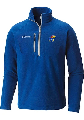 Columbia Kansas Jayhawks Mens Blue Fast Trek Long Sleeve Qtr Zip Pullover