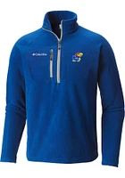 Columbia Kansas Jayhawks Mens Blue Fast Trek Long Sleeve Qtr Zip Pullover