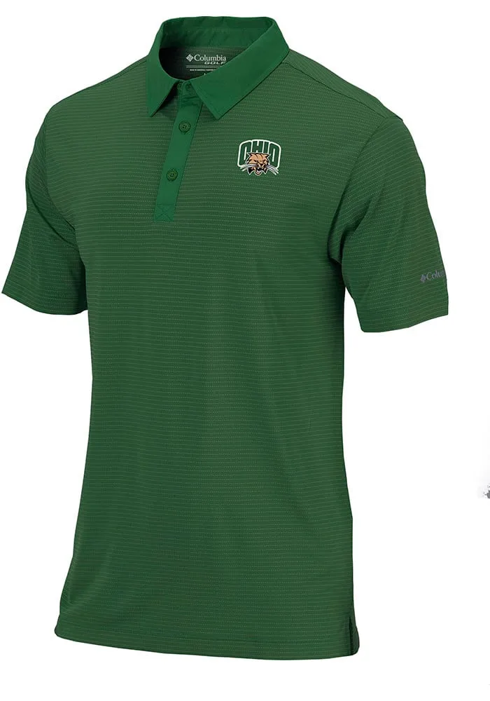 Columbia Ohio Bobcats Mens Green Sunday Short Sleeve Polo