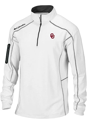 Columbia Oklahoma Sooners Mens White Shotgun Long Sleeve Qtr Zip Pullover