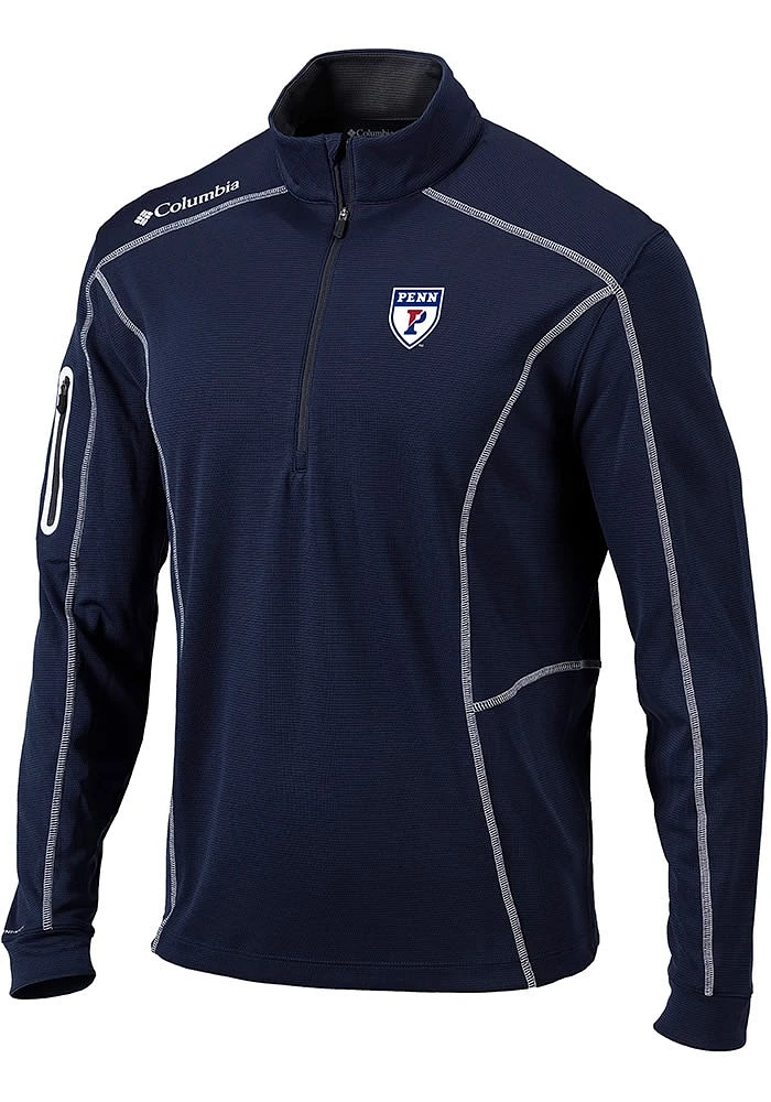 Columbia Pennsylvania Quakers Mens Navy Blue Shotgun Long Sleeve Qtr Zip Pullover