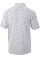 Columbia Arkansas Razorbacks Mens Grey Club Invite Stripe Short Sleeve Polo
