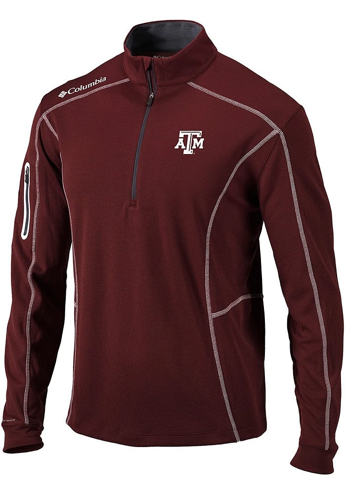 Columbia Texas A&M Aggies Mens Maroon Shotgun Long Sleeve Qtr Zip Pullover