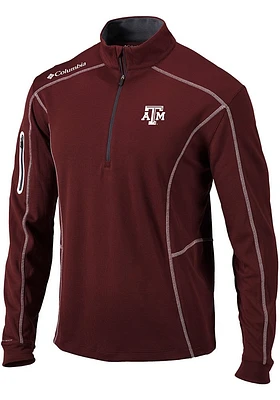 Columbia Texas A&M Aggies Mens Maroon Shotgun Long Sleeve Qtr Zip Pullover