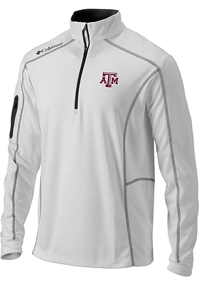 Columbia Texas A&M Aggies Mens White Shotgun Long Sleeve Qtr Zip Pullover