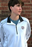 Columbia Texas A&M Aggies Mens White Shotgun Long Sleeve Qtr Zip Pullover