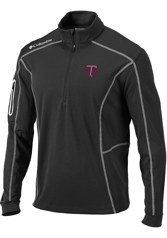 Columbia Texas A&M Aggies Mens Charcoal Shotgun Long Sleeve Qtr Zip Pullover