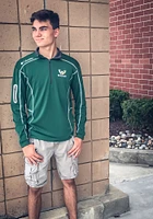 Columbia Wayne State Warriors Mens Green Shotgun Long Sleeve Qtr Zip Pullover