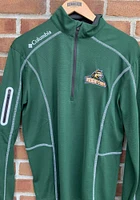 Columbia Wright State Raiders Mens Green Shotgun Long Sleeve Qtr Zip Pullover