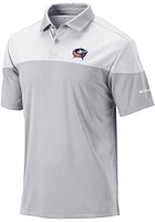 Columbia Columbus Blue Jackets Mens Grey Heat Seal Omni Wick Best Ball Short Sleeve Polo