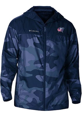 Columbia Columbus Blue Jackets Mens Navy Heat Seal Camo Flash Challenger Light Weight Jacket