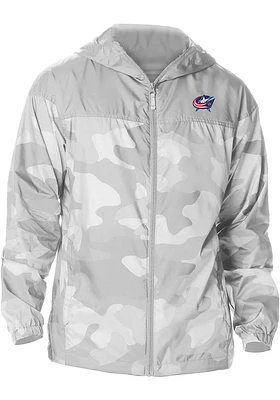 Columbia Columbus Blue Jackets Mens Grey Heat Seal Camo Flash Challenger Light Weight Jacket