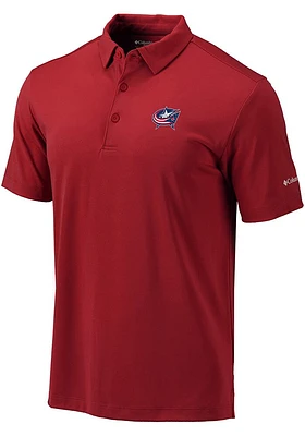 Columbia Columbus Blue Jackets Mens Red Heat Seal Omni Wick Drive Short Sleeve Polo