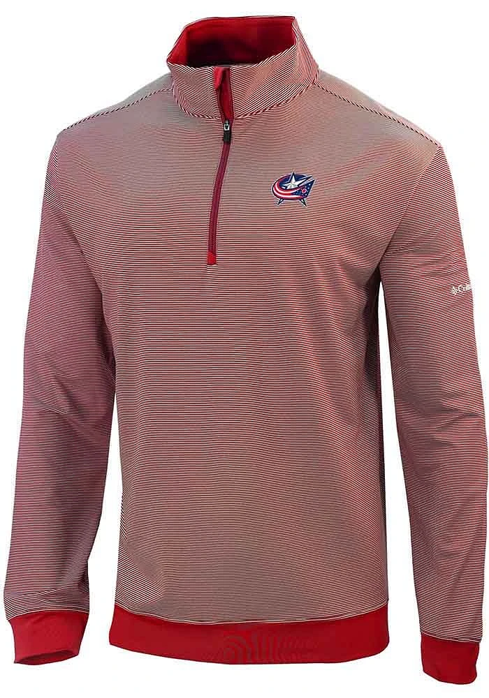 Columbia Columbus Blue Jackets Mens Red Heat Seal Omni Wick Even Lie Long Sleeve Qtr Zip Pullover