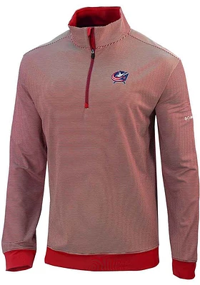 Columbia Columbus Blue Jackets Mens Red Heat Seal Omni Wick Even Lie Long Sleeve Qtr Zip Pullover