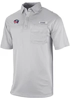 Columbia Columbus Blue Jackets Mens Grey Heat Seal Omni Wick Flycaster Short Sleeve Polo