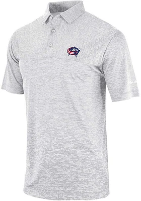 Columbia Columbus Blue Jackets Mens Grey Heat Seal Heading Out Short Sleeve Polo