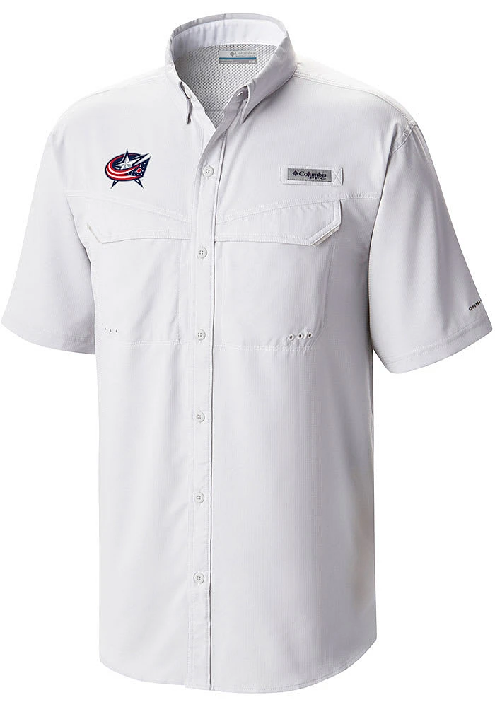 Columbia Columbus Blue Jackets Mens Heat Seal Low Drag Offshore Short Sleeve Dress Shirt