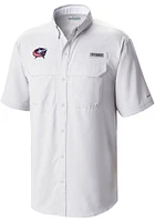 Columbia Columbus Blue Jackets Mens Heat Seal Low Drag Offshore Short Sleeve Dress Shirt