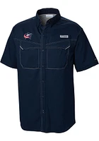 Columbia Columbus Blue Jackets Mens Navy Heat Seal Low Drag Offshore Short Sleeve Dress Shirt