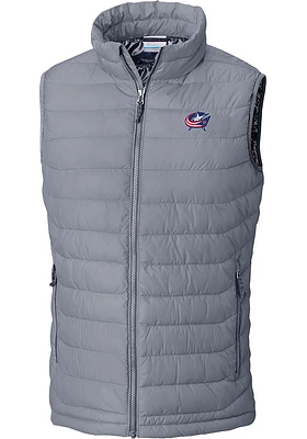 Columbia Columbus Blue Jackets Mens Grey Heat Seal Powder Lite Vest Sleeveless Jacket