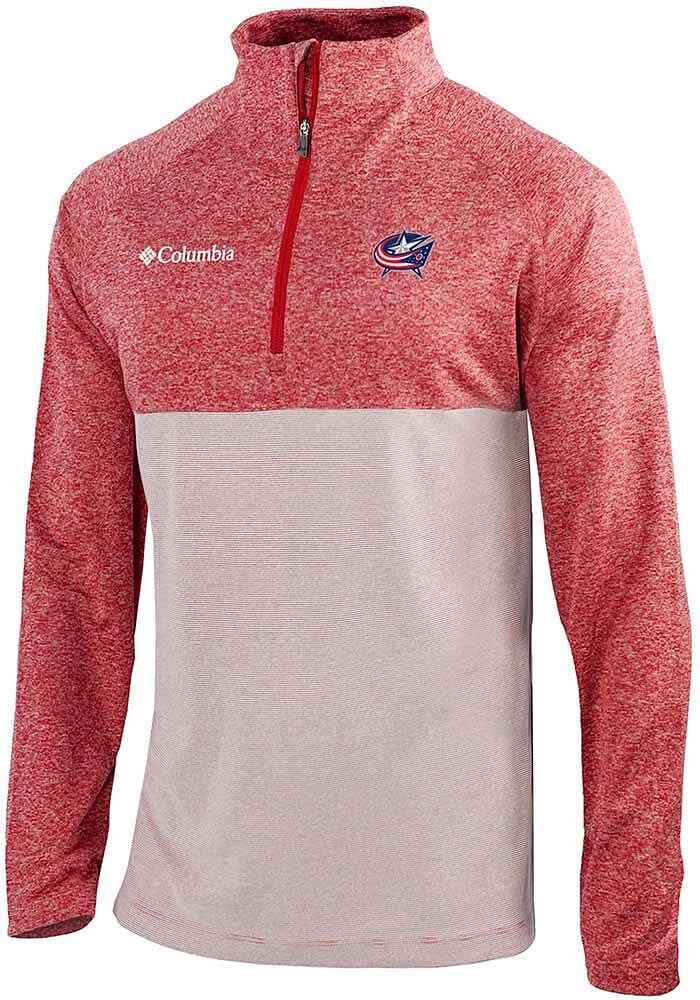 Columbia Columbus Blue Jackets Mens Red Heat Seal Omni Wick Rockin It Long Sleeve Qtr Zip Pullover