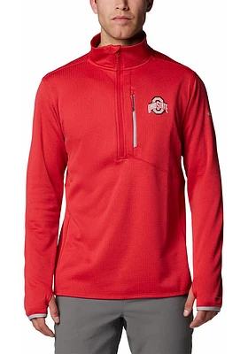 Columbia Ohio State Buckeyes Mens Red Park View Long Sleeve 1/4 Zip Pullover