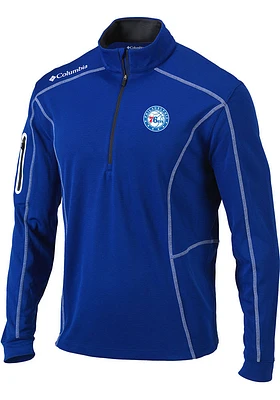 Columbia Philadelphia 76ers Mens Blue shotgun Long Sleeve Qtr Zip Pullover