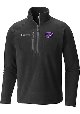 Columbia K-State Wildcats Mens Black Fast Trek III Long Sleeve Qtr Zip Pullover