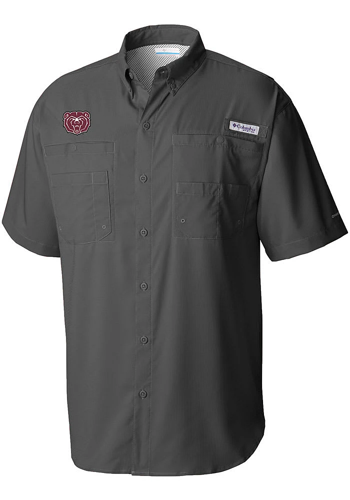 Columbia Missouri State Bears Mens Grey Tamiami Short Sleeve Dress Shirt
