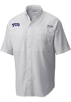 Columbia TCU Horned Frogs Mens Tamiami Short Sleeve Dress Shirt