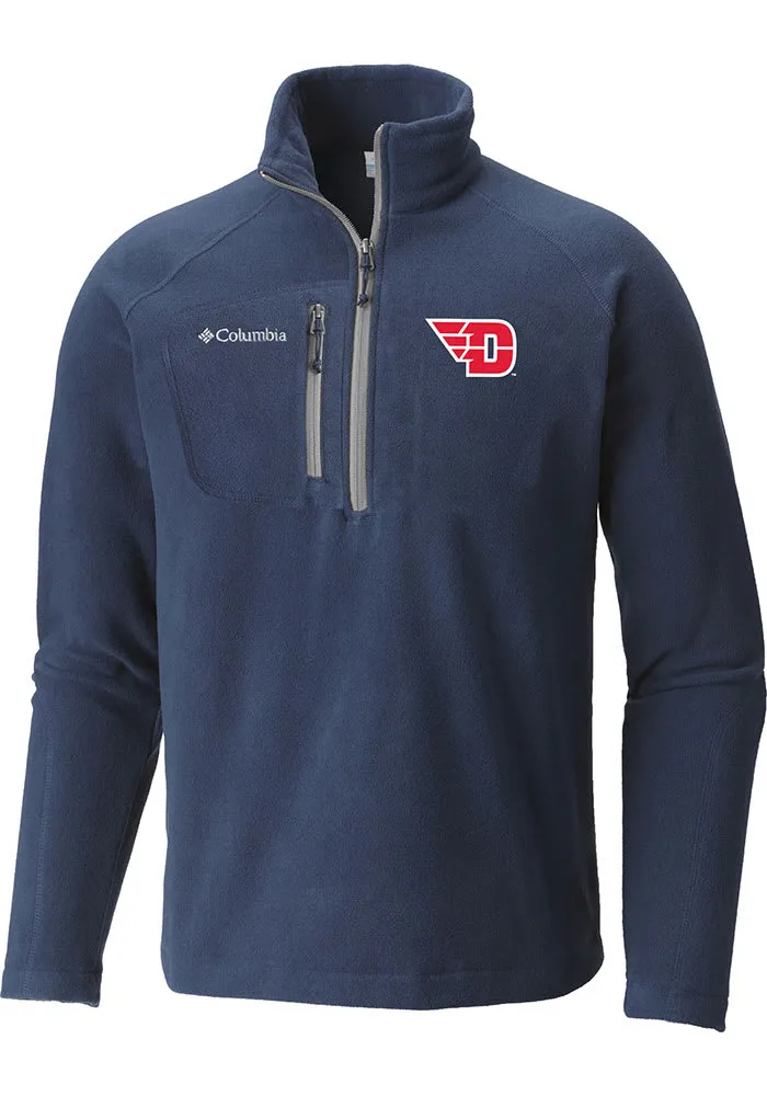 Columbia Dayton Flyers Mens Navy Blue Fast Trek III Long Sleeve Qtr Zip Pullover