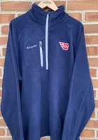 Columbia Dayton Flyers Mens Navy Blue Fast Trek III Long Sleeve Qtr Zip Pullover