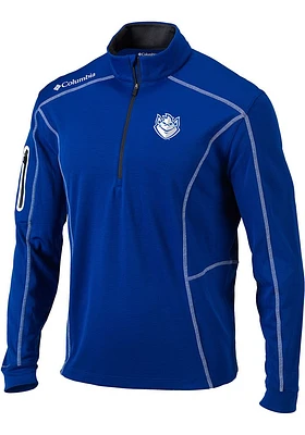 Columbia Saint Louis Billikens Mens Blue Shotgun Version Long Sleeve Qtr Zip Pullover