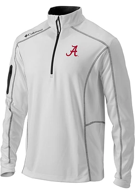 Columbia Alabama Crimson Tide Mens White Shotgun Long Sleeve Qtr Zip Pullover
