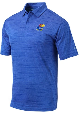 Columbia Kansas Jayhawks Mens Blue Omni-Wick Set Short Sleeve Polo