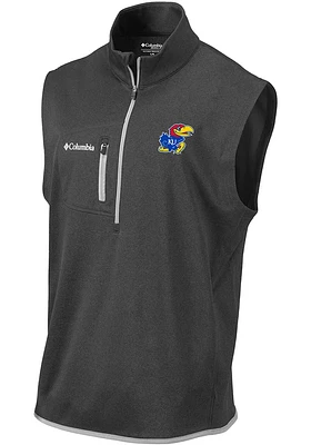 Columbia Kansas Jayhawks Mens Charcoal Explorer Sleeveless Jacket