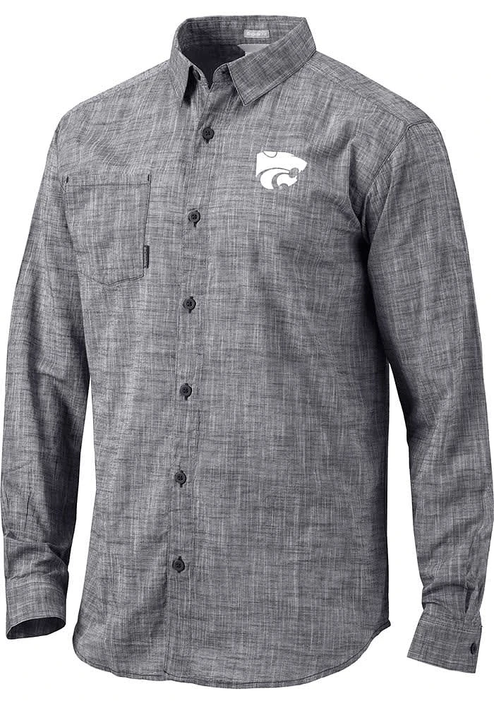 Columbia K-State Wildcats Mens Black Under Exposure Long Sleeve Dress Shirt