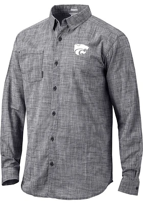 Columbia K-State Wildcats Mens Black Under Exposure Long Sleeve Dress Shirt