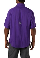 Columbia LSU Tigers Mens Purple Tamiami Short Sleeve Dress Shirt