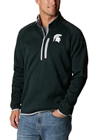Columbia Michigan State Spartans Mens Green Canyon Point Sweater Fleece Long Sleeve Qtr Zip Pullov..