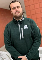 Columbia Michigan State Spartans Mens Green Canyon Point Sweater Fleece Long Sleeve Qtr Zip Pullov..